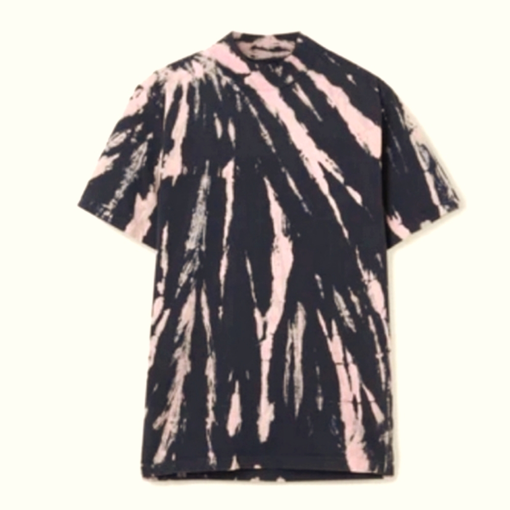 NWT Les Tien Mock Neck Tie Dye Navy Heavyweight Cotton Tee French